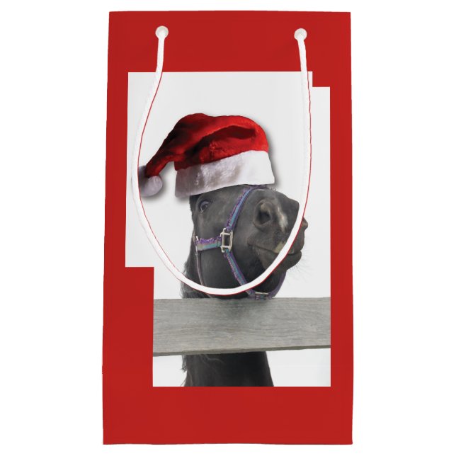 Christmas Horse Santa Claus Small Gift Bag (Front)