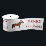 Christmas Horse Santa Hat Xmas Lights Satin Ribbon<br><div class="desc">A cute illustration of a Christmas horse wearing a Santa hat and Xmas lights! Perfect for anyone who loves funny Christmas theme barn animal illustrations and farm animals etc. Ideal Christmas decor and gifts.</div>