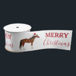 Christmas Horse Santa Hat Xmas Lights Satin Ribbon<br><div class="desc">A cute illustration of a Christmas horse wearing a Santa hat and Xmas lights! Perfect for anyone who loves funny Christmas theme barn animal illustrations and farm animals etc. Ideal Christmas decor and gifts.</div>