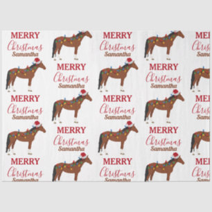 Christmas Horse Santa Hat Xmas Lights Tissue Paper