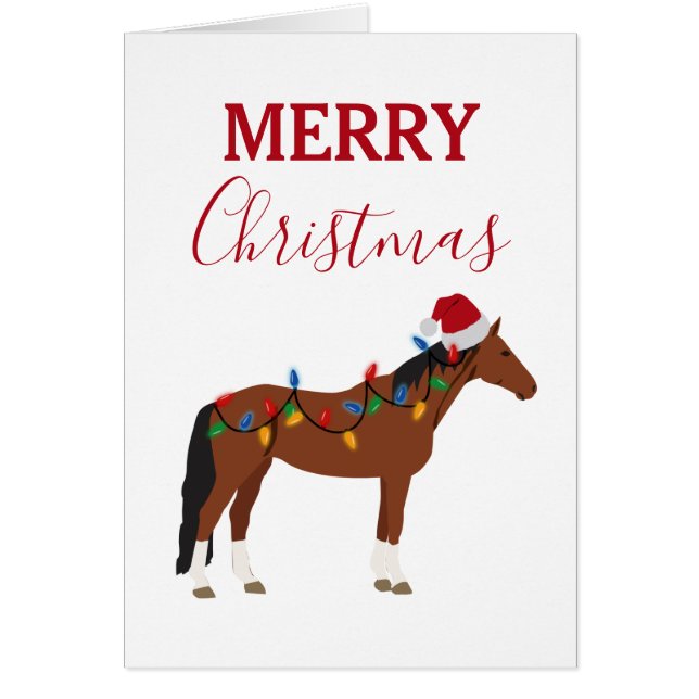 Christmas Horse Santa Hat Xmas Lights Xmas  (Front)