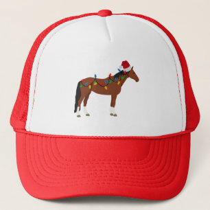 Christmas Horse Santa Hat Xmas Lights Xmas 