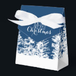 Christmas Horse Sleigh Favour Box<br><div class="desc">This beautiful equestrian holiday design features a horse and carriage or sleigh against an evergreen tree line forest in a classic looking winter landscape. A great gift for the holidays for anyone! Shown in blue and white but other colours also available upon request!</div>