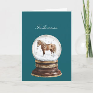 Christmas Horse Snowflakes Globe Card