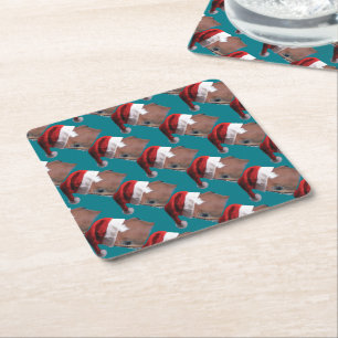 Christmas Horse Square Paper Coaster
