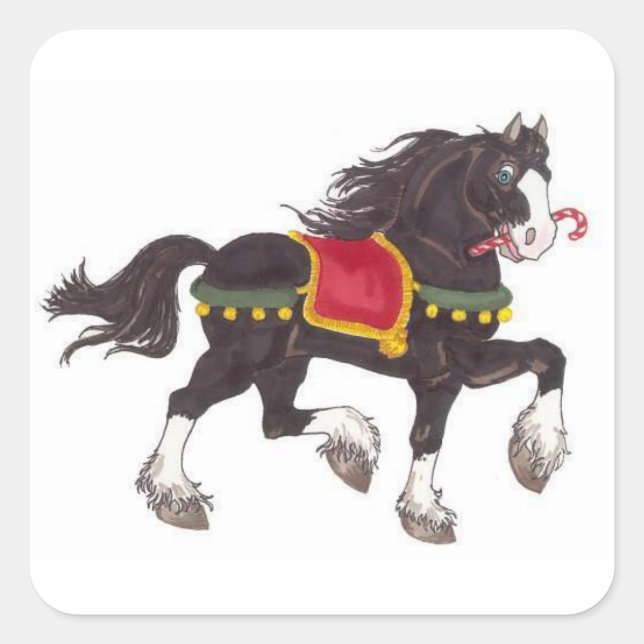 Christmas Horse Square Stickers (Front)