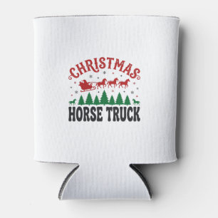 Christmas Horse Truck Western Santa Sleigh Design Can Cooler