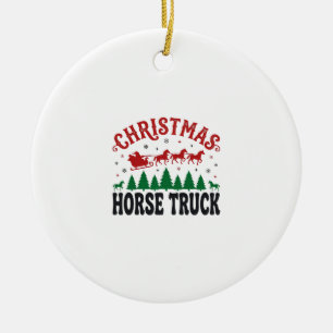 Christmas Horse Truck Western Santa Sleigh Design Ceramic Tree Decoration