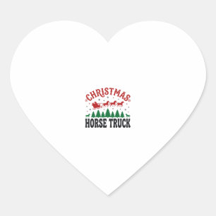 Christmas Horse Truck Western Santa Sleigh Design Heart Sticker
