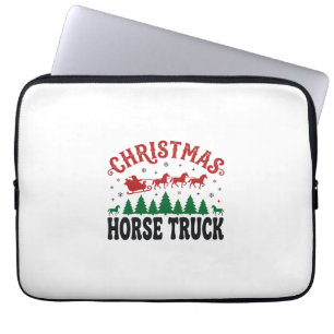 Christmas Horse Truck Western Santa Sleigh Design Laptop Sleeve