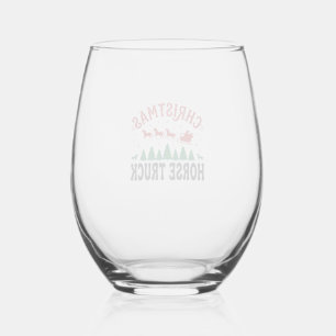 Christmas Horse Truck Western Santa Sleigh Design Stemless Wine Glass
