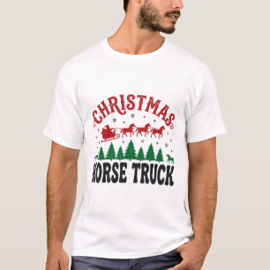 Christmas Horse Truck Western Santa Sleigh Design T-Shirt