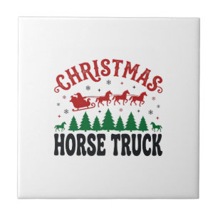 Christmas Horse Truck Western Santa Sleigh Design Tile