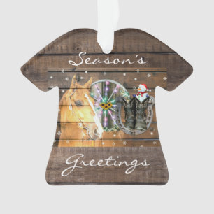 Christmas Horse Wagon Wheel Cowboy Boots Horseshoe Ornament