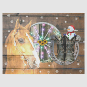 Christmas Horse Wagon Wheel Cowboy Boots Horseshoe Tissue Paper