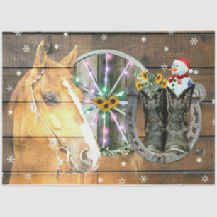 Christmas Horse Wagon Wheel Cowboy Boots Horseshoe Tissue Paper