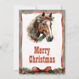 Christmas Horse Watercolor Holiday Card
