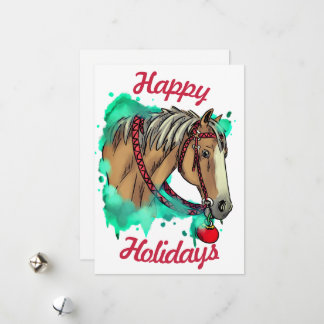 Christmas horse with ball holiday card