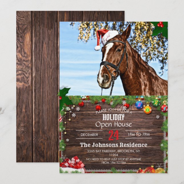 Christmas horse with hat      invitation (Front/Back)
