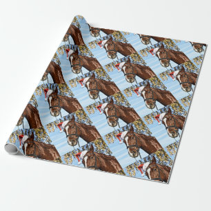 Christmas horse with hat wrapping paper