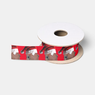Christmas Horse With Santa Hat Satin Ribbon