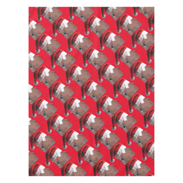 Christmas Horse With Santa Hat Tablecloth (Front)