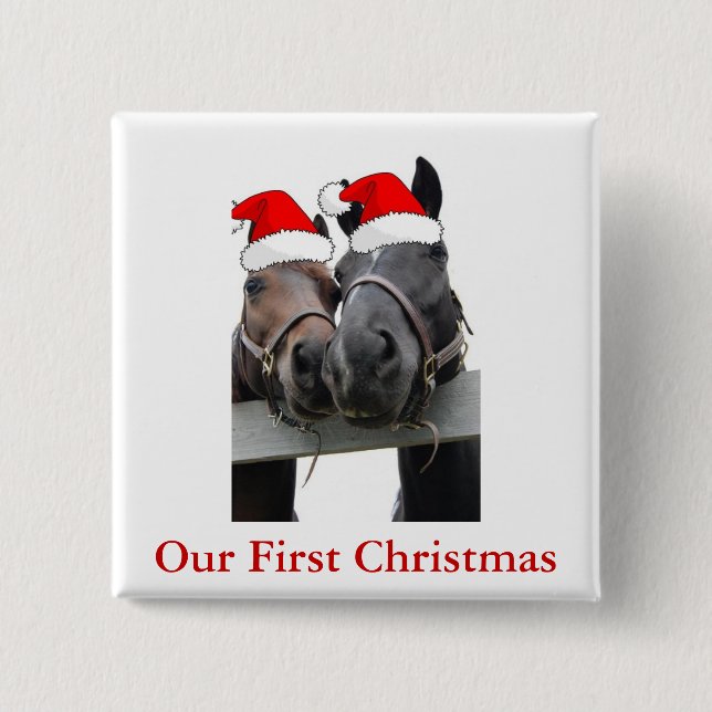 Christmas Horses 15 Cm Square Badge (Front)