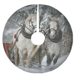 Christmas Horses Brushed Polyester Tree Skirt