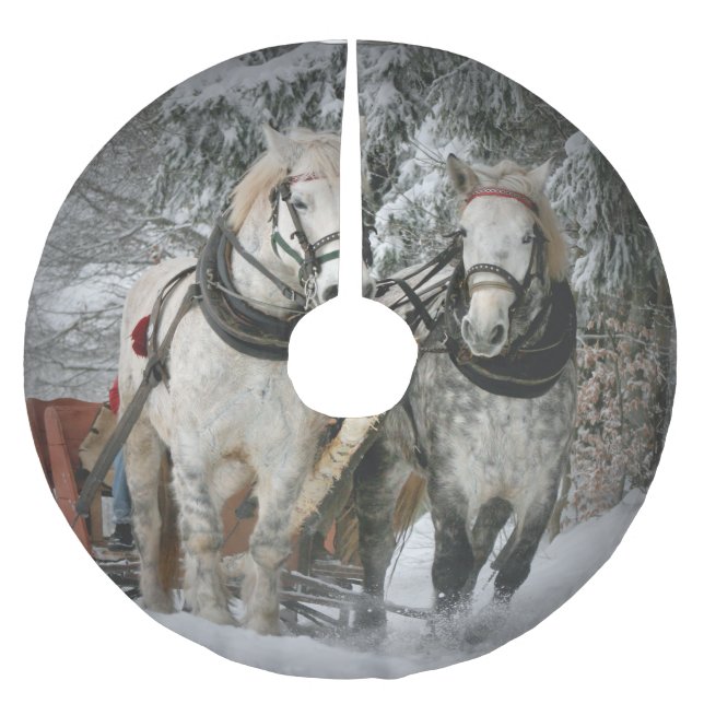Christmas Horses Brushed Polyester Tree Skirt (Front)