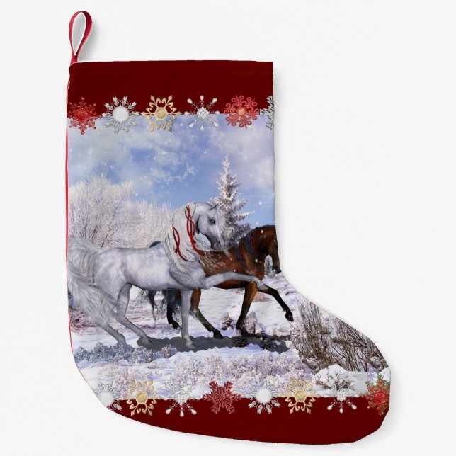 Christmas Horses & Cardinals Stocking (Front)