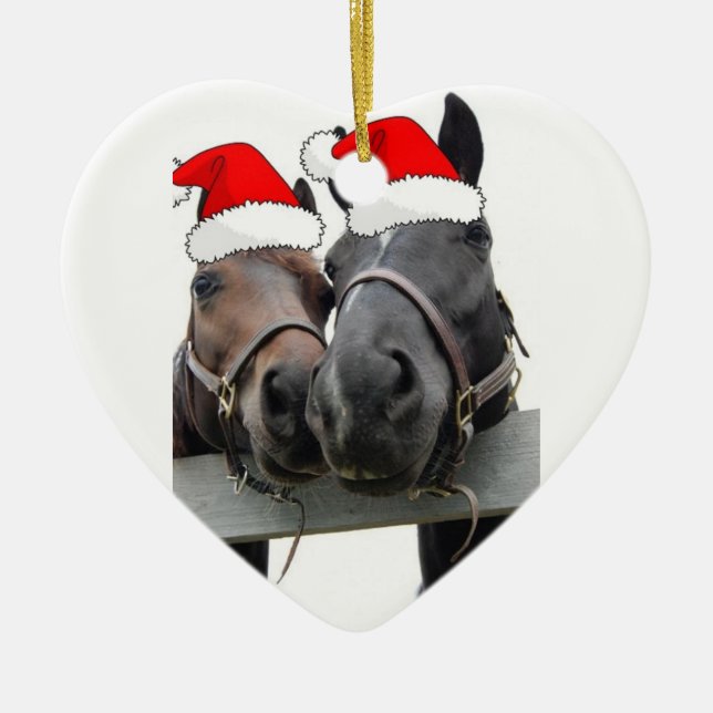 Christmas Horses Ceramic Tree Decoration (Front)
