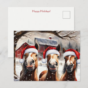 Christmas Horses Cute and Fun Holidays Postcard
