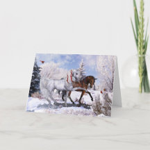 Christmas Horses Folded Greeting Card