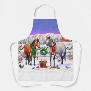 Christmas Horses in Snow Apron