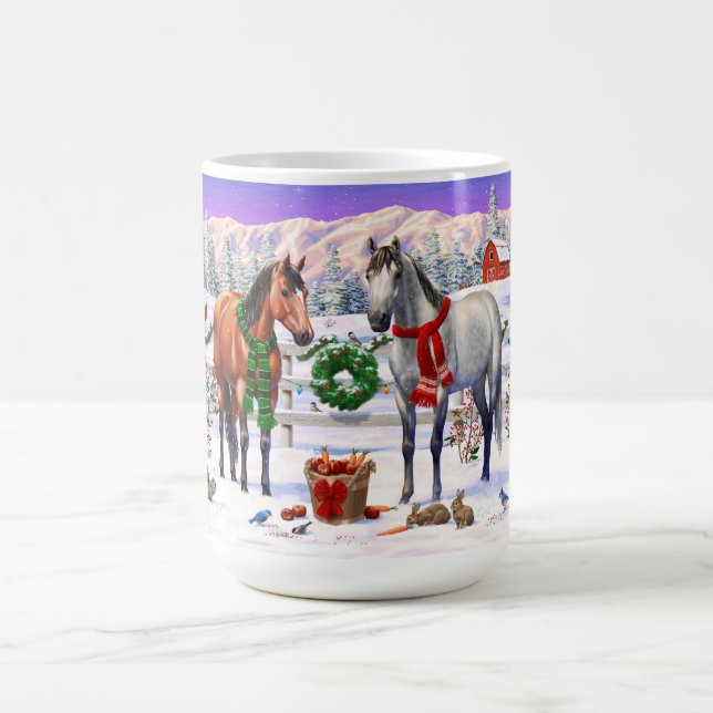 Christmas Horses in Snow Coffee Mug (Center)