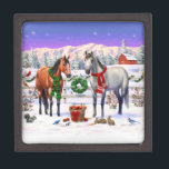 Christmas Horses in Snow Gift Box<br><div class="desc">A winter Christmas scene with horses in snow.</div>