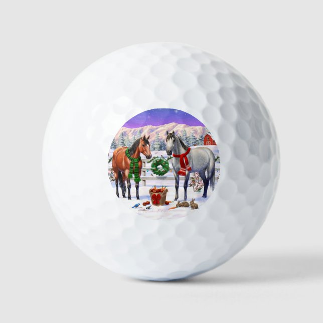 Christmas Horses in Snow Golf Balls (Front)