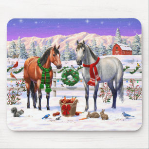 Christmas Horses in Snow Mouse Mat