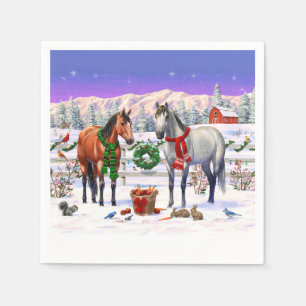 Christmas Horses in Snow Napkin