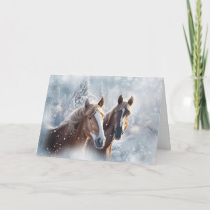 Christmas Horses Seasons Greetings Pretty Horses Holiday Card