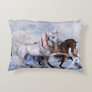 Christmas Horses Throw Pillow