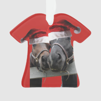 Christmas Horses Wearing Santa Claus Hats Ornament