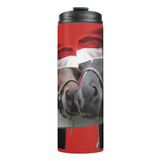Christmas Horses Wearing Santa Claus Hats Thermal Tumbler
