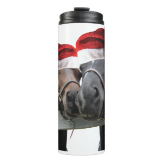 Christmas Horses wearing Santa Claus Hats Thermal Tumbler