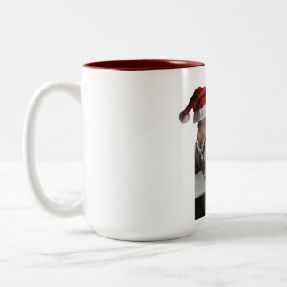 Christmas Horses Wearing Santa Claus Hats Two-Tone Coffee Mug