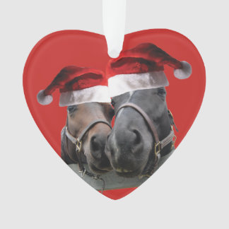 Christmas Horses wearing Santa Hats Ornament