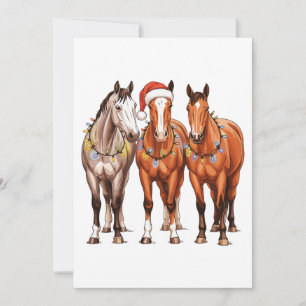 Christmas Horses Western Cowboy Santa Hat Farm Holiday Card