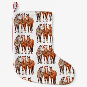 Christmas Horses Western Cowboy Santa Hat Farm Small Christmas Stocking