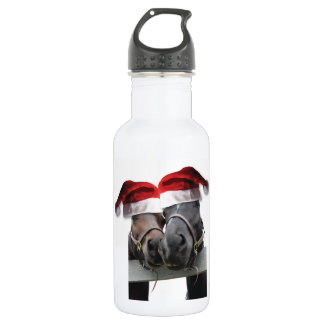 Christmas Horses With Santa Hats 532 Ml Water Bottle