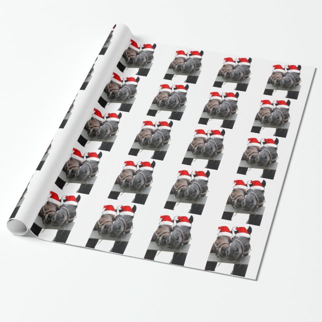 Christmas Horses Wrapping Paper (Unrolled)